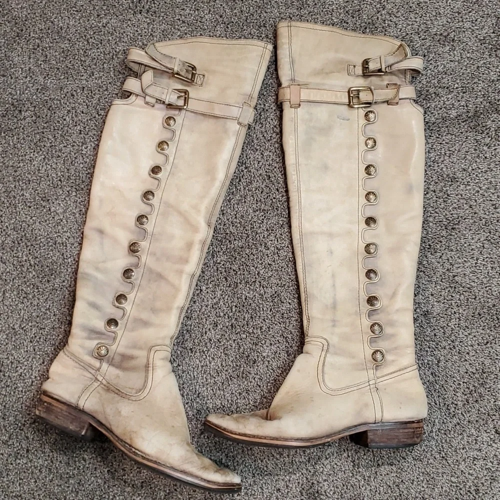 Sam Edelman Womens Pierce Over The knee Distressed leather riding sz 8.5M